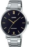 Casio MTP VT01D 1B Men's Stainless Steel Minimalistic Black Dial 3 Hand Analog Watch