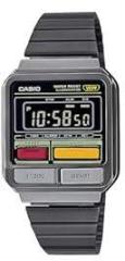 Casio Unisex Stainless Steel Digital Black Dial Watch A120Wegg 1Bdf, Band Color Black