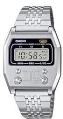 Casio Unisex Stainless Steel Digital Silver Dial Watch A1100D 1Df, Band Color Silver