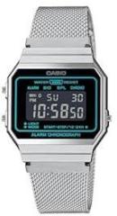 Casio Unisex Stainless Steel Digital Silver Dial Watch A700Wems 1Bdf, Band Color Silver