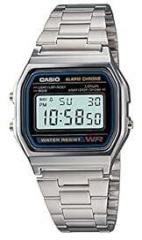 Casio Vintage A158WA 1DF Black Digital Dial Silver Stainless Steel Band D011