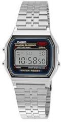 Casio Vintage A159W N1DF Black Digital Dial Silver Stainless Steel Band D339