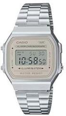 Casio Vintage A168WA 8AYDF Brown Digital Dial Silver Stainless Steel Band D332