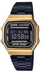 Casio Vintage A168WEGB 1BDF Black Digital Dial Black Stainless Steel Band D148