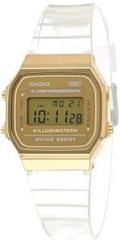 Casio Vintage A168XESG 9ADF Gold Digital Dial Transparent Resin Strap D307