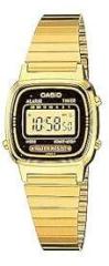 Casio Vintage LA670WGA 1DF Black Digital Dial Gold Stainless Steel Band D124