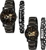 CERO Pack Of 4 King Queen Analogue Watch And Bracelet Combo For Couple Watches