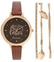 Chumbak Fantastical Elephant Printed Wrist Watch with Bracelet Set