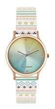 Chumbak Round Dial Analog Watch for Women|Aztec Ombre Collection| Printed Vegan Leather Strap|Gifts for Women/Girls/Ladies |Stylish Fashion Watch for Casual/Work White