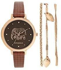 Chumbak Teal by Chumbak Fantastical Elephant Watch with Bracelet Set Brown