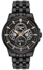 Citizen Stainless Steel Men Analog Watches Bu0057 54E Calendrier Gray One Size, Black Dial, Black Band