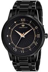 CRESTELLO BK007 CPBLK Black Metal Chain Analog Wrist Watch for Men