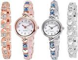 CX With CORXIL CORXIL Gold And Silver Chain Analog Watches With Free Bracelet Combo For Women Pack Of 3