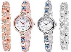 CX with CORXIL CORXIL Gold and Silver Chain Analog Watches with Free Bracelet Combo for Women Pack of 3