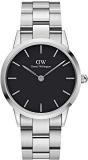 Daniel Wellington Analogue Black Dial Unisex Watch Black Dial Silver Colored Strap