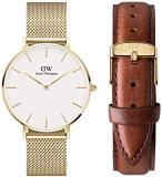 Daniel Wellington Analogue Unisex Watch White Dial Gold Colored Strap