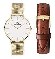 Daniel Wellington Analogue Unisex Watch White Dial Gold Colored Strap