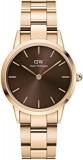 Daniel Wellington Iconic Link Amber Rose Gold Strap Brown Dial Watch