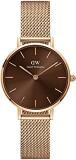 Daniel Wellington Petite Amber Rose Gold Mesh Strap Brown Dial Watch