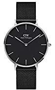 Daniel Wellington Petite Ashfield 36mm Black Mesh Strap Black Dial Unisex Watch