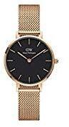 Daniel Wellington Women's Petite Melrose 28mm Rose Gold Mesh Strap Black Dial Analog Watch