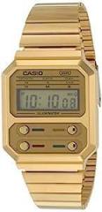 Digital Gold Dial Unisex Adult Watch A100WEG 9ADF