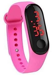 Digital Unisex Child Watch Black Dial Colored Strap