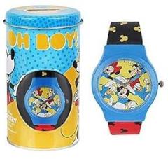 Disney Plastic Mickey Mouse Character For Kids Round Analogue Wrist Watch | Birthday Gift For Boys & Girls Age 3 To 12 Years Mickey Friends Blue & Black, Multicolour