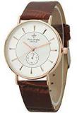 DK PHILIPINE Unisex Analogue Rich Look Slim Rose Gold Case Brown Leather Strap Wrist Watch PHI01367