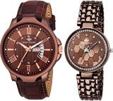 EDDY HAGER Analogue Unisex Adult Watch Brown Dial, Brown Colored Strap Pack Of 2