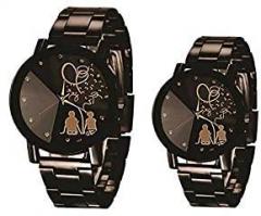 Emartos Analogue Unisex Watch Multicolored Dial Black Colored Strap Pack of 2