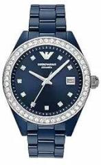 Emporio Armani Ceramic Analog Blue Dial Women Watch Ar70012, Blue Band