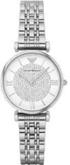 Emporio Armani Stainless Steel Analog White Dial Women Watch Ar1925, Silver Band