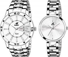 Espoir Analog Stainless Steel White Dial Couple Watch White ManishaLuke