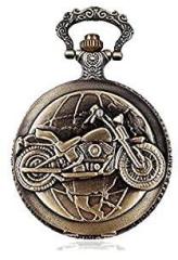 exciting Lives Vintage Motorbike Analog Pocket Watch Keychain Grey