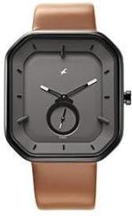 Fastrack After Dark Analog Mens Grey Dial Leather Strap Watch for Guys NS3272NL02