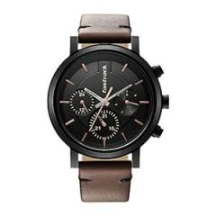 Fastrack Black Dial Analog Watch for Men 3287NL01 Genuine Leather, Brown Strap