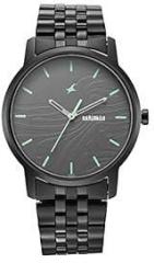 Fastrack Black Dial Analog Watch for Men 3295NM01 Stainless Steel, Black Strap