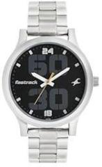 Fastrack Bold Quartz Analog Black Dial Stainless Steel Strap Watch for Guys NS38051SM07