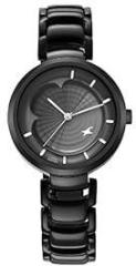 Fastrack Brass Black Dial Analog Watch for Women Nr6277Nm01, Black Band