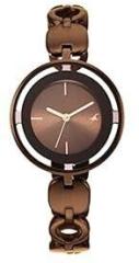 Fastrack Brass Brown Dial Analog Watch For Women Nr6237Qm01, Brown Band