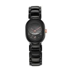 Fastrack Brass Grey Dial Analog Watch for Women Nr6274Km01, Black Band