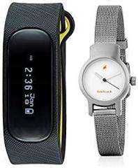 Fastrack Digital Black Dial Men & Analog White Dial Women SWD90059PP05 + NK2298SM02