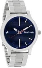 Fastrack Fundamentals Quartz Analog Blue Dial Stainless Steel Strap Watch for Guys NS38051SM03