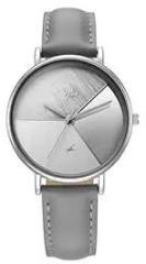 Fastrack Leather Analog Silver Dial Women Watch Fv60027Sl01W, Silver Band