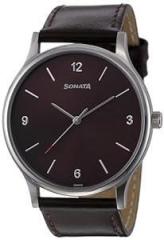 Fastrack Men Leather Sonata Brown Dial Analog Watch 77105Sl10, Band Color Brown