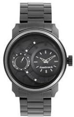 Fastrack Men Quartz Analog Black Dial Stainless Steel Strap Watch for Guys NS3147KM01