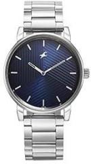 Fastrack Mens Analog Blue Dial Silver Band Metal Watch