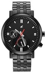 Fastrack Mens Tick Tock Quartz Multifunction Black Dial Metal Strap Watch for Guys NS3287NM01