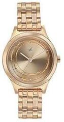 Fastrack Metal Gold Dial Analog Watch for Women 6152Wm01, Dial Color Rose Gold, Band Color Multicolor